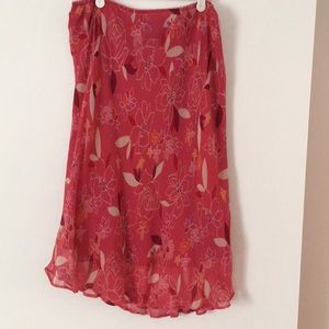 Silk skirt, pink, knee length